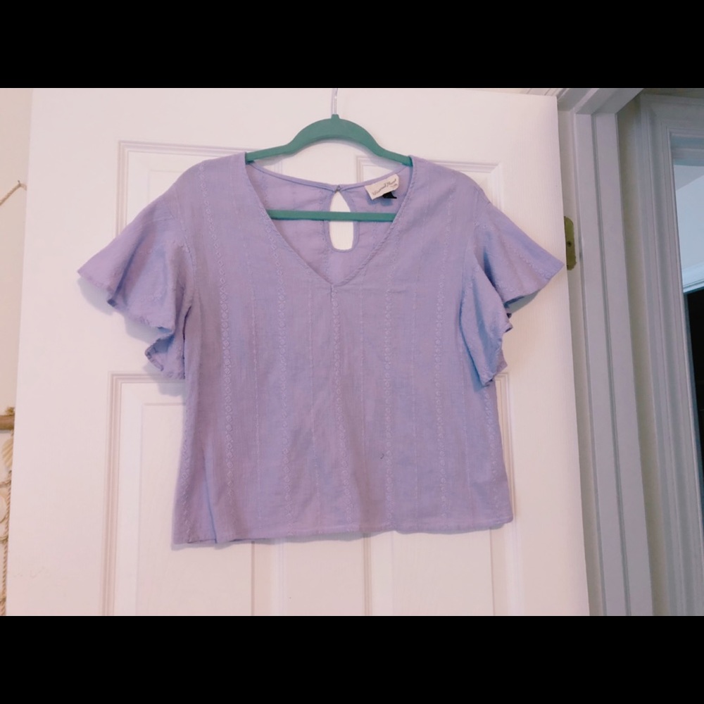 Ruffle Sleeve Top Lilac Purple